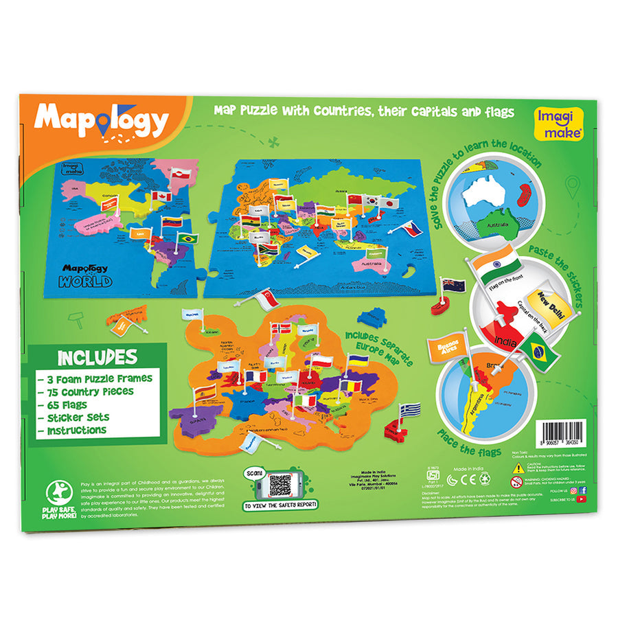 Mapology Imagimake World with Flags & Capitals 78pcs