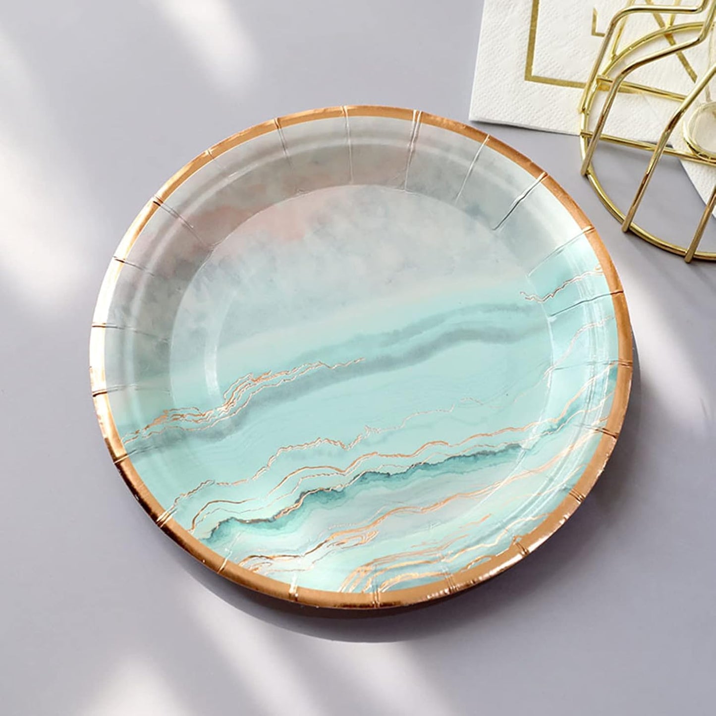 AM Anna Marble Print Disposable Paper Plates - Pack of 10