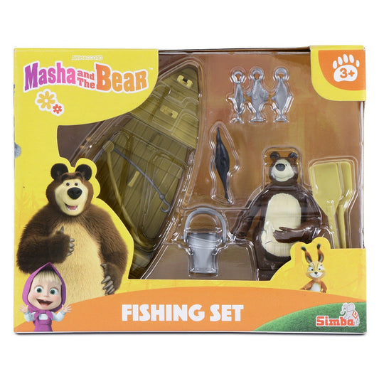 Masha and the Bear By Fratelli Playset(3 Inch Masha Series Bear Doll and Its Boat and Fishing Accessories)