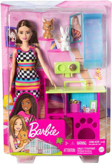 Barbie Pet Play Set with Doll, Puppy, Bunny and Pet Station