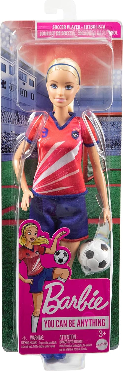 Barbie Soccer Doll, Blonde Ponytail, Colorful #9 Uniform, Soccer Ball, Cleats, Tall Socks, Great Sports-Inspired Gift for Ages 3 and Up