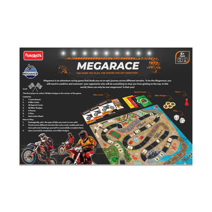 Funskool Games Megarace,Adventure Game,Bike Game, for 6 Year Old Kids and Above, Multicolor