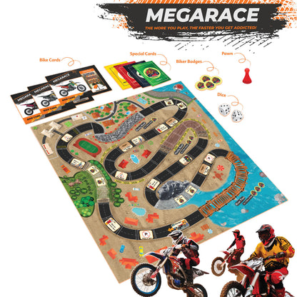 Funskool Games Megarace,Adventure Game,Bike Game, for 6 Year Old Kids and Above, Multicolor