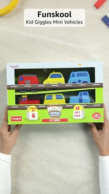 Funskool Giggles - Mini Vehicles City Series,Push and go Multicolor,Combo Pack,Gift Set, for 18 Months and Above.