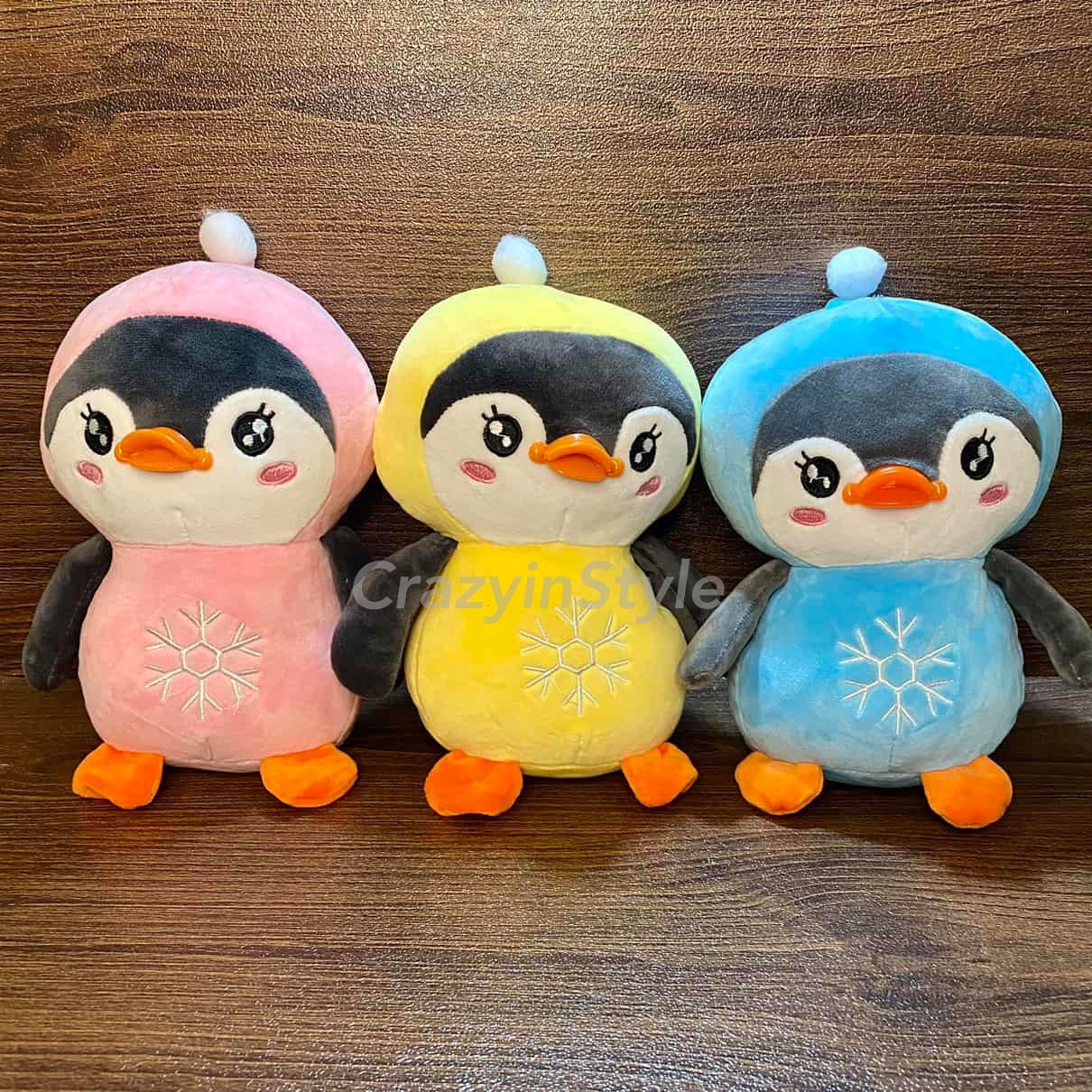 Adorable Grey Penguin Plush Toy with Yellow and Pink Scarf and Hoodie for Kids | Soft & Cuddly Stuffed Animal LMI11927