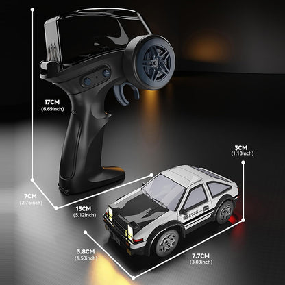 Mini RC Drift Car 1:64 Scale – 2.4GHz Rechargeable 4WD Desktop Racing Car with LED Lights