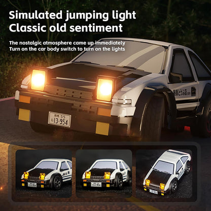 Mini RC Drift Car 1:64 Scale – 2.4GHz Rechargeable 4WD Desktop Racing Car with LED Lights