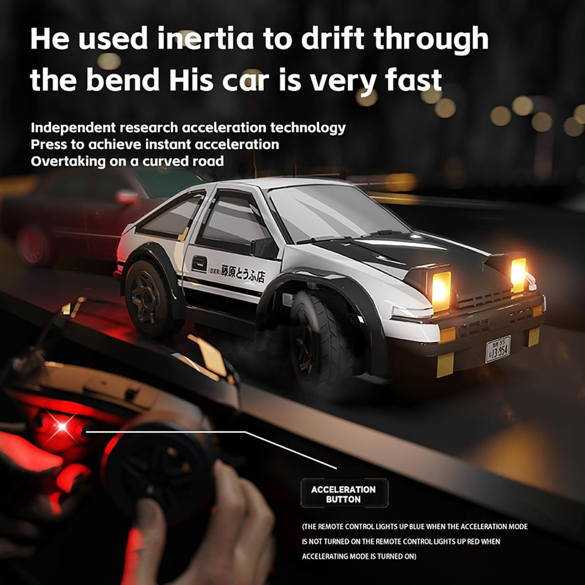 Mini RC Drift Car 1:64 Scale – 2.4GHz Rechargeable 4WD Desktop Racing Car with LED Lights