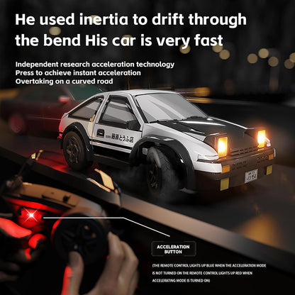 Mini RC Drift Car 1:64 Scale – 2.4GHz Rechargeable 4WD Desktop Racing Car with LED Lights