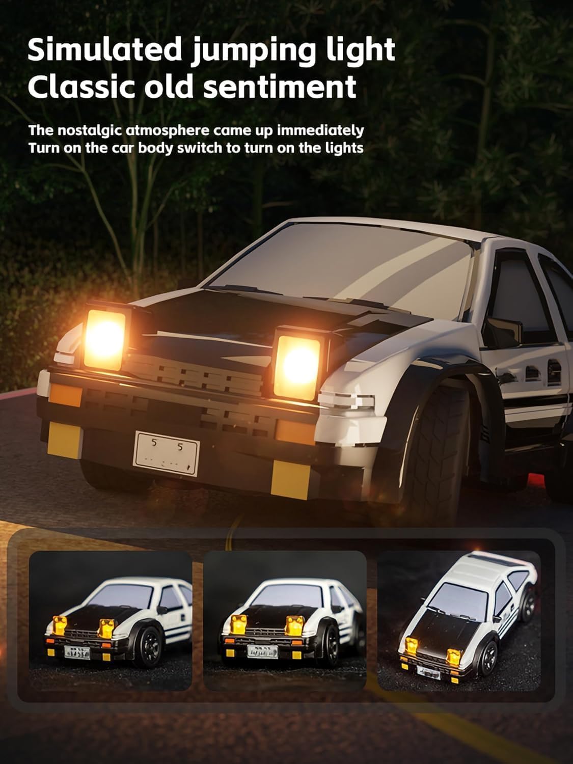 Mini RC Drift Car 1:64 Scale – 2.4GHz Rechargeable 4WD Desktop Racing Car with LED Lights