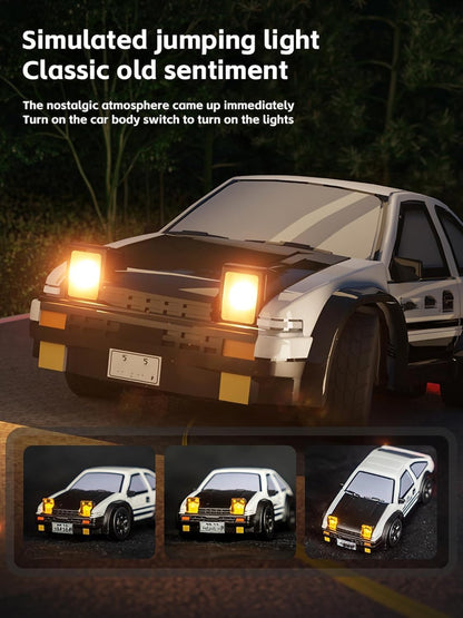 Mini RC Drift Car 1:64 Scale – 2.4GHz Rechargeable 4WD Desktop Racing Car with LED Lights