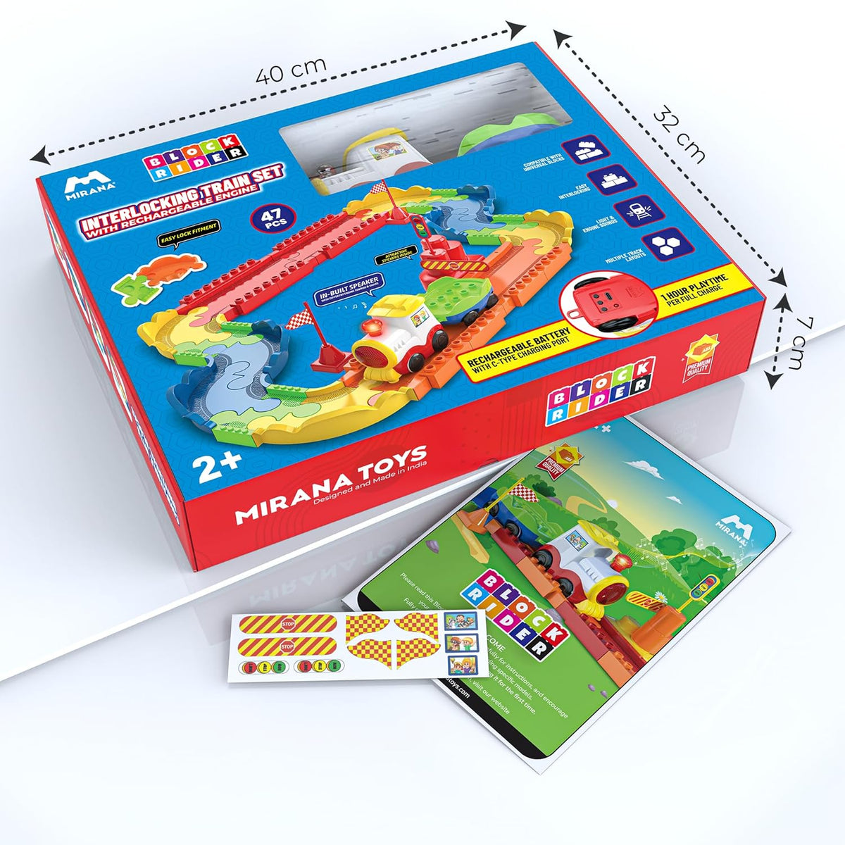 Mirana Block Rider 47 Pcs Interlocking Train Set with Rechargeable Engine