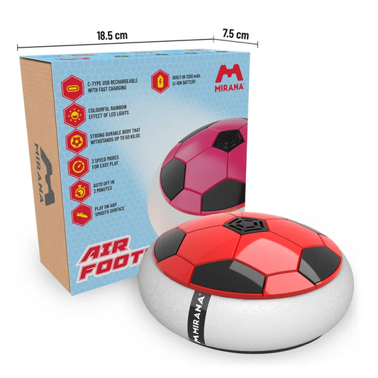 Mirana Type-C USB Rechargeable Hover Football Indoor Floating Hoverball Soccer | Air Football Neon Lite | Made in India Fun Toy Best Gift for Boys and Kids (Red)