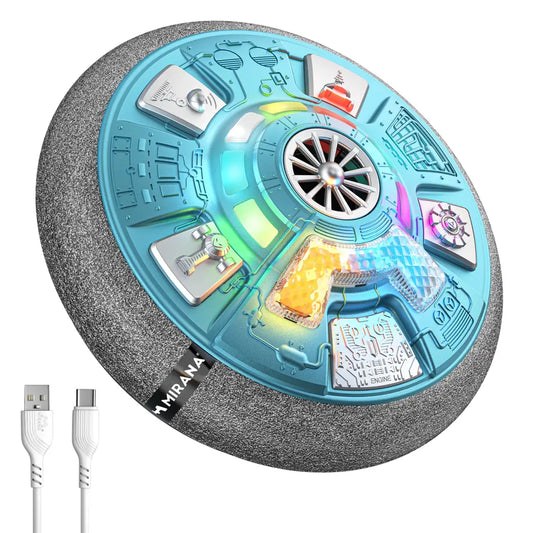 Mirana C-Type USB Rechargeable LED Hover Football | Air Football Mothership | Soccer Ball Best Gift for Boys Girls and Kids Ball (Moonshine Silver)