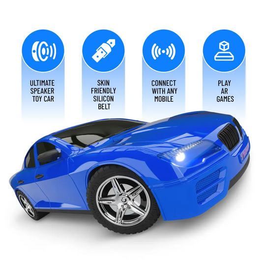 Mirana Kid Watch Control Tracer RC Car | Hand & App Control with Bluetooth Speaker | C-Type Charging | Remote Control Car for Kids | Age 3-10 Years | Made in India, Azure Blue
