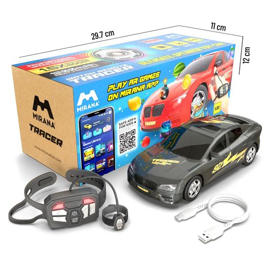 Mirana Kid Watch Control Tracer RC Car | Hand & App Control with Bluetooth Speaker | C-Type Charging | Remote Control Car for Kids | Age 3-10 Years | Made in India, Azure Blue