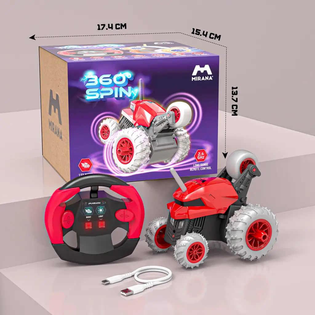 Mirana Warrior 360 Degree Stunt RC Car with Steering Wheel Remote