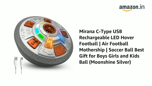 Mirana C-Type USB Rechargeable LED Hover Football | Air Football Mothership | Soccer Ball Best Gift for Boys Girls and Kids Ball (Moonshine Silver)
