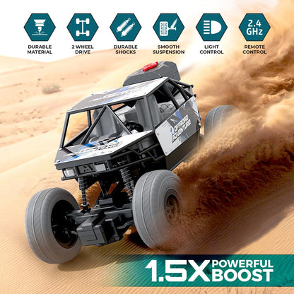 Mirana Duster 2WD Rock Crawler 4x4 | Rechargeable Offroad Monster Truck | High Speed ATV RC Car with Nitro Boost | Remote Control Car Toys for Kids | Made in India (2 Wheel Drive, Green)
