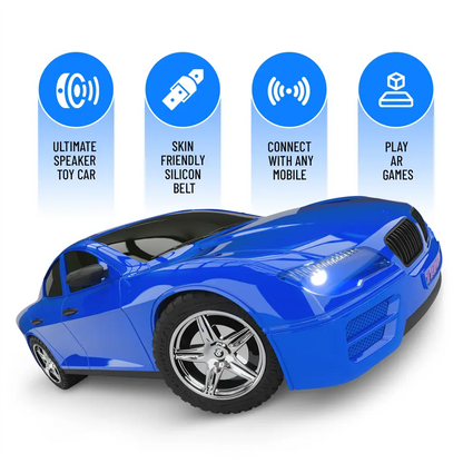 Mirana Kid Watch Control Tracer RC Car | Hand & App Control with Bluetooth Speaker | C-Type Charging | Remote Control Car for Kids | Age 3-10 Years | Made in India, Azure Blue