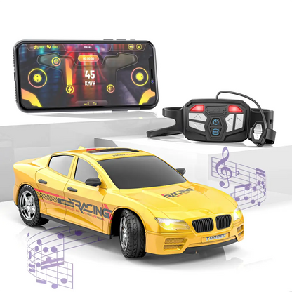 Mirana Kid Watch Control Tracer RC Car | Hand & App Control with Bluetooth Speaker | C-Type Charging | Remote Control Car for Kids | Age 3-10 Years | Made in India, Azure Blue