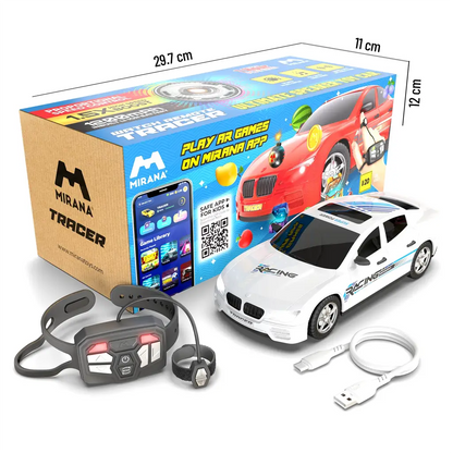 Mirana Kid Watch Control Tracer RC Car | Hand & App Control with Bluetooth Speaker | C-Type Charging | Remote Control Car for Kids | Age 3-10 Years | Made in India, Azure Blue