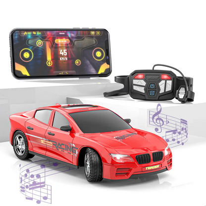 Mirana Kid Watch Control Tracer RC Car | Hand & App Control with Bluetooth Speaker | C-Type Charging | Remote Control Car for Kids | Age 3-10 Years | Made in India, Azure Blue