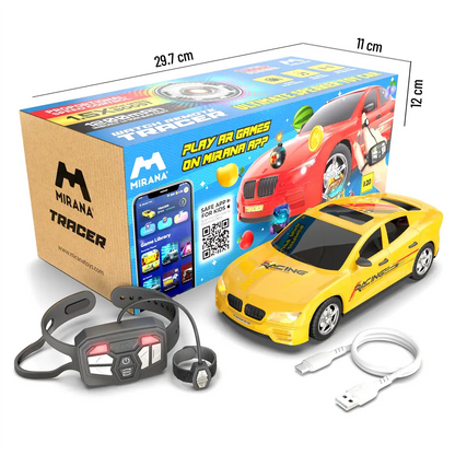 Mirana Kid Watch Control Tracer RC Car | Hand & App Control with Bluetooth Speaker | C-Type Charging | Remote Control Car for Kids | Age 3-10 Years | Made in India, Azure Blue