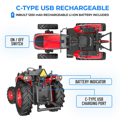 Mirana Mahindra Oja 1:12 Scale RC Tractor with Bluetooth Speaker, Lights and Sounds