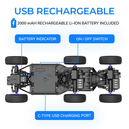 Mirana Mega Ranger | 6WD 4x4 RC Car Toy for Kids | High Speed ATV Remote Control Rock Crawler with Smoke Exhaust | C-Type USB Rechargeable Offroad Monster Truck | Gift for Boys & Girls (Silver)