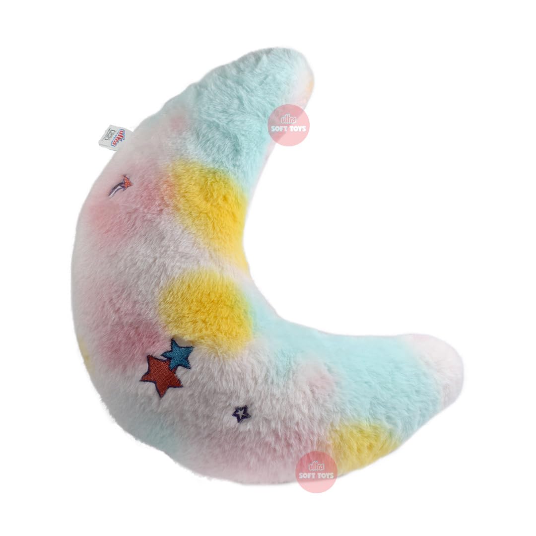 Multicolor Moon Plush Soft Toy – Fluffy & Fully Stuffed 30cm