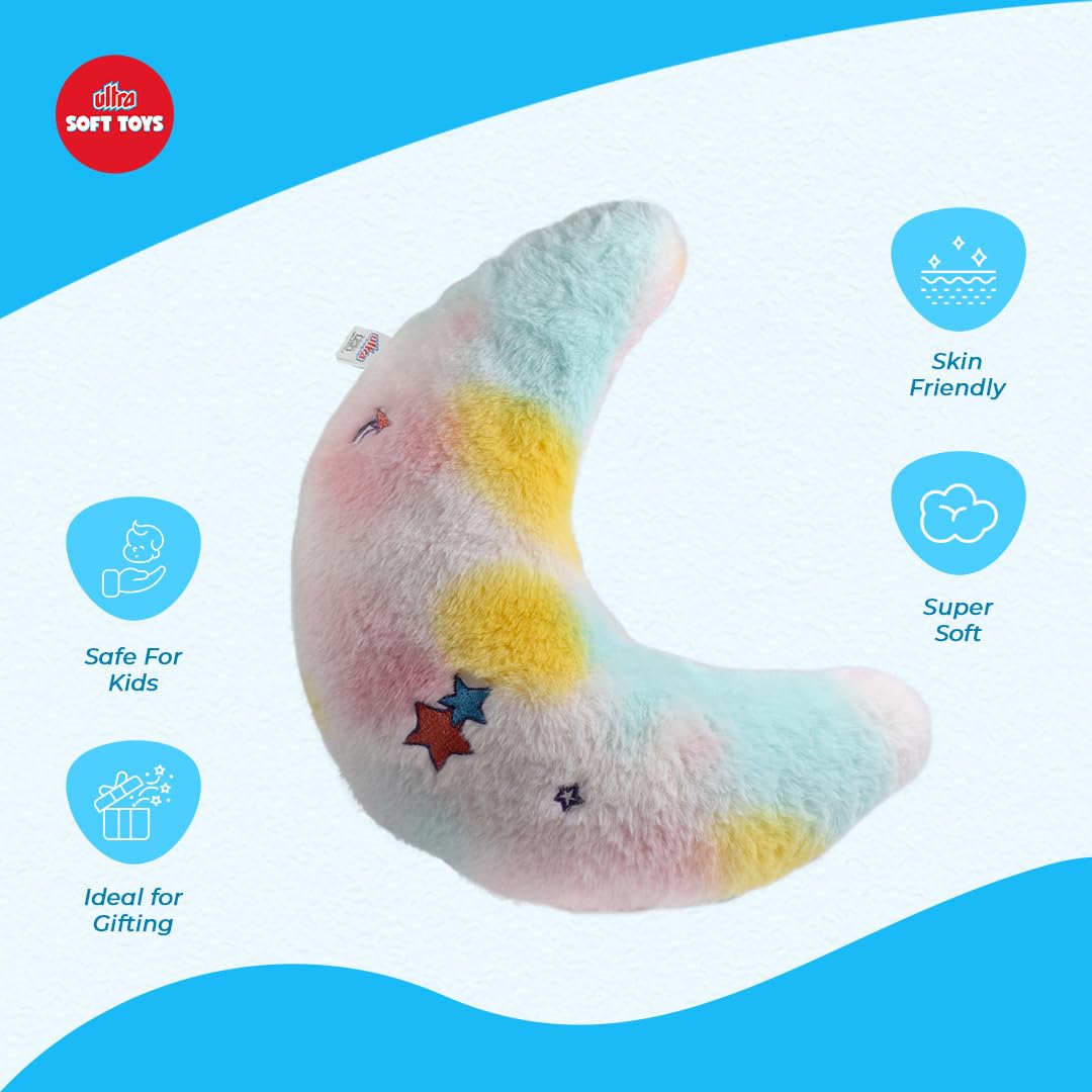 Multicolor Moon Plush Soft Toy – Fluffy & Fully Stuffed 30cm