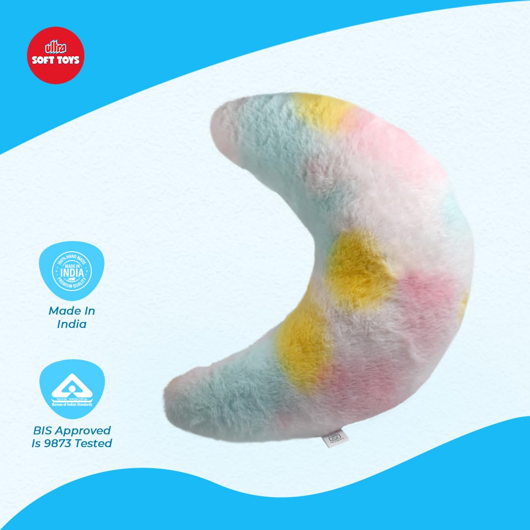 Multicolor Moon Plush Soft Toy – Fluffy & Fully Stuffed 30cm