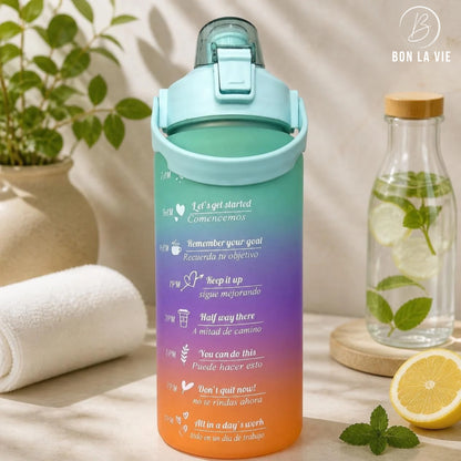 Motivational Time Marker Water Bottle - Large Gradient BPA Free
