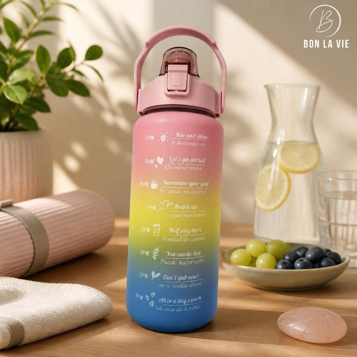 Motivational Time Marker Water Bottle - Large Gradient BPA Free