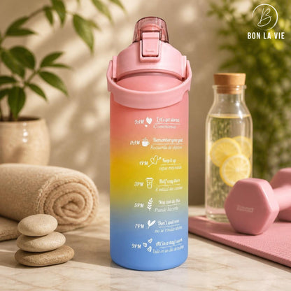 Motivational Time Marker Water Bottle - Large Gradient BPA Free