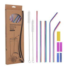 Multi Colour Reusable Stainless Steel Drinking Straw Set
