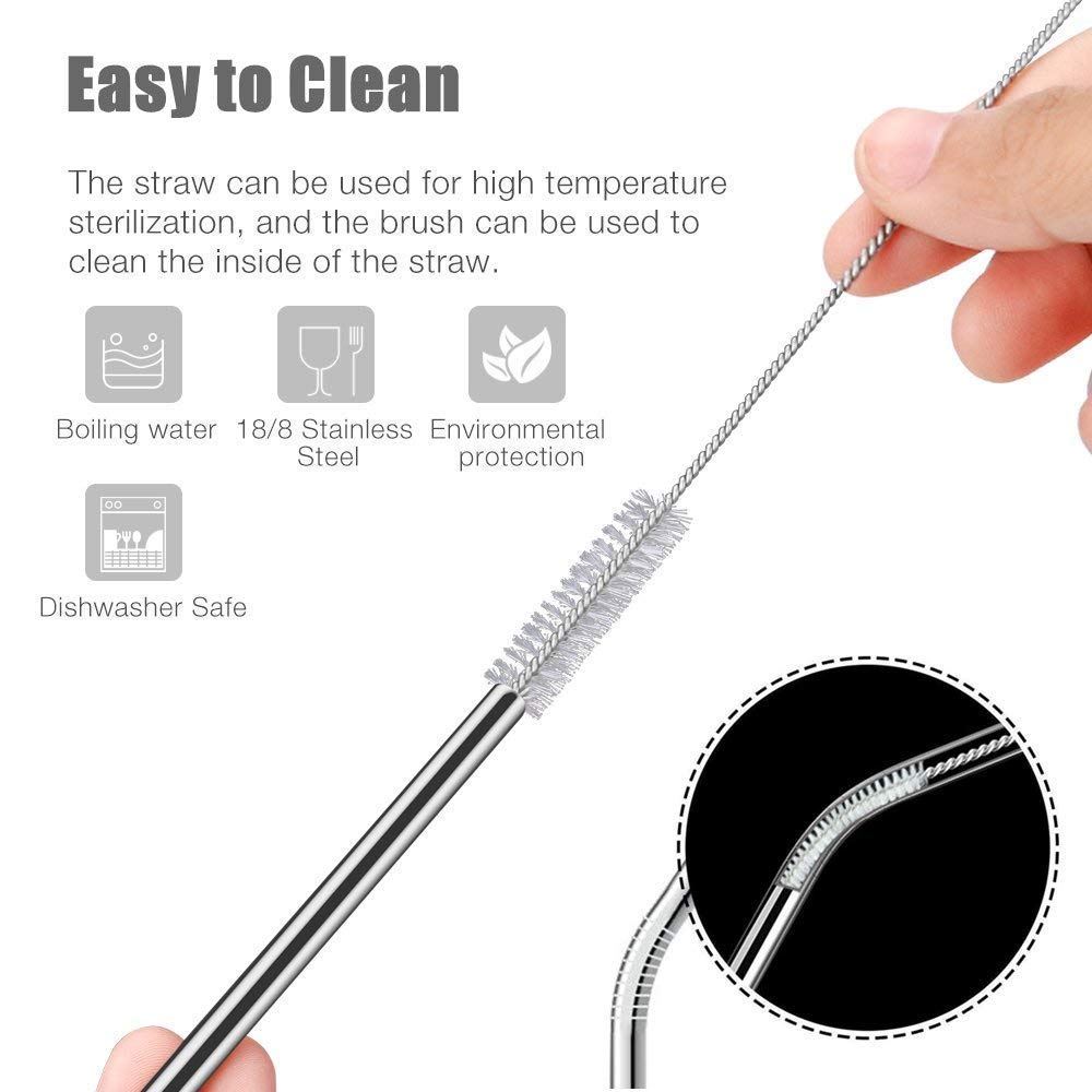 Multi Colour Reusable Stainless Steel Drinking Straw Set