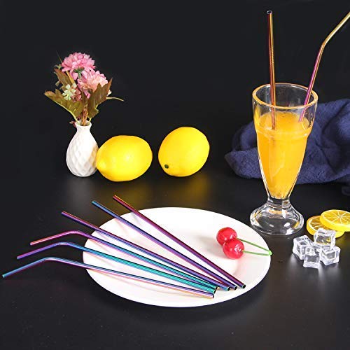 Multi Colour Reusable Stainless Steel Drinking Straw Set