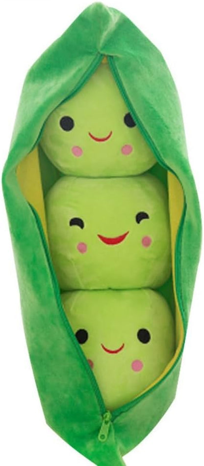LAARNT 25 cm Cute Green Pea Plush Doll, Adorable Plush Animal, Creative Grown Peas, Sweet Cuddle Cotton Stuffed Toy, Unique Grown Pea Cushion