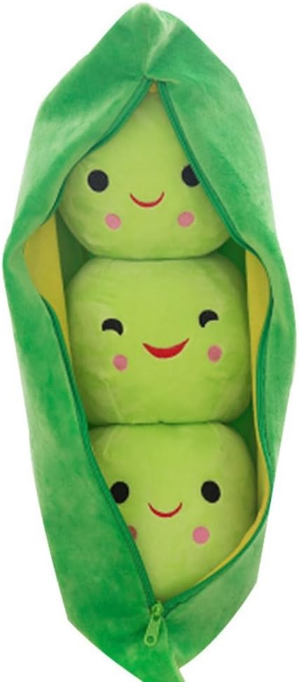 LAARNT 25 cm Cute Green Pea Plush Doll, Adorable Plush Animal, Creative Grown Peas, Sweet Cuddle Cotton Stuffed Toy, Unique Grown Pea Cushion