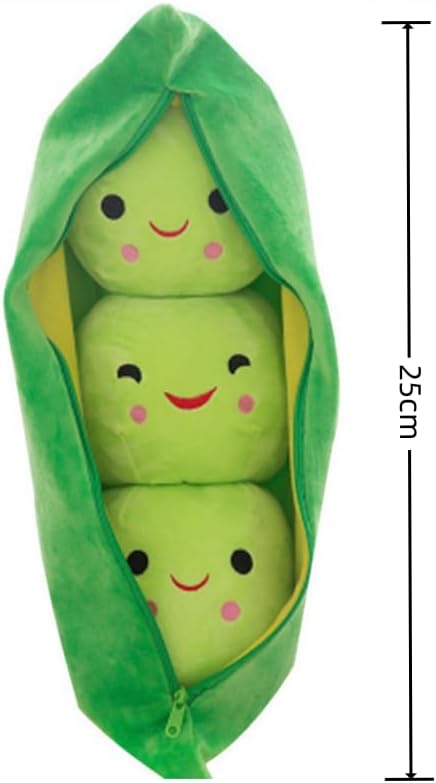 LAARNT 25 cm Cute Green Pea Plush Doll, Adorable Plush Animal, Creative Grown Peas, Sweet Cuddle Cotton Stuffed Toy, Unique Grown Pea Cushion