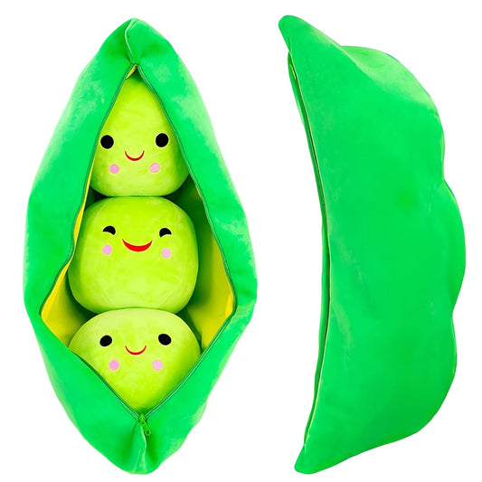 Giant Peas in A Pod Plush Toy Pea Pod Pillow Cute Pea Stuffed Toys Plant Doll Various Sizes (Green Beans,15.7''/40cm)