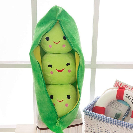 Giant Peas in A Pod Plush Toy Pea Pod Pillow Cute Pea Stuffed Toys Plant Doll Various Sizes (Green Beans,15.7''/40cm)