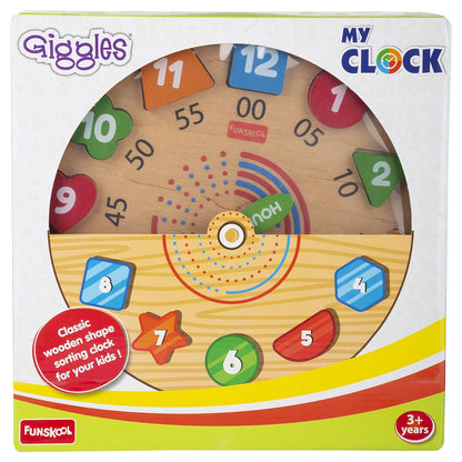 Giggles - My Clock, Shape Sorting Clock Puzzle, Teaches Time, Shapes and Numbers Preschool Toys (3 Years & Above, Multicolour)