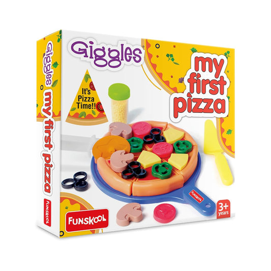 Funskool Giggles - My First Pizza, Role Play Toy, Food Set with 15 Toppings, Pretend Play, Toy for Kids and Toddlers, for 3 Years +, Multicolor