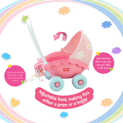 Funskool Giggles - My Little Buggy, Push and Drive Buggy, Toy for kids, Stroller, Encourages Walking and Pretend Play, 18 months & above, Infant and Preschool Toys
