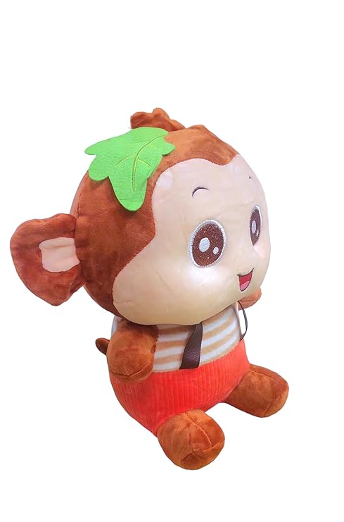 NATKHAT Monkey with Check Tee-Brown | Plush Toy for Kids | Cute Monkey with Check T-Shirt for Toddlers and Children/Soft Toys