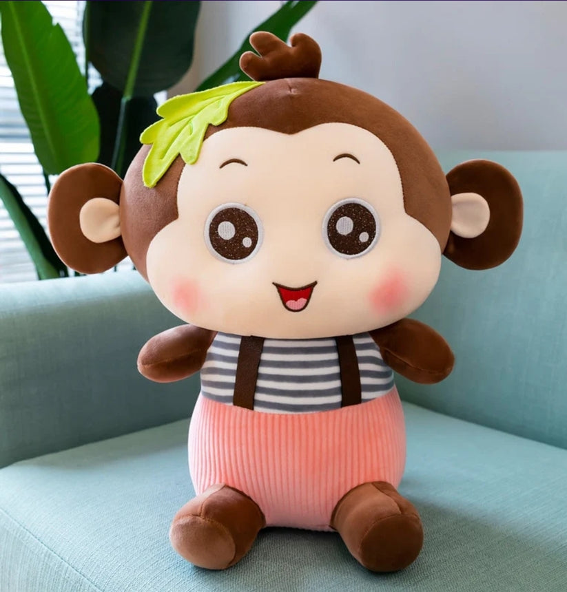 NATKHAT Monkey with Check Tee-Brown | Plush Toy for Kids | Cute Monkey with Check T-Shirt for Toddlers and Children/Soft Toys