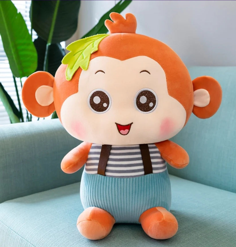 NATKHAT Monkey with Check Tee-Brown | Plush Toy for Kids | Cute Monkey with Check T-Shirt for Toddlers and Children/Soft Toys
